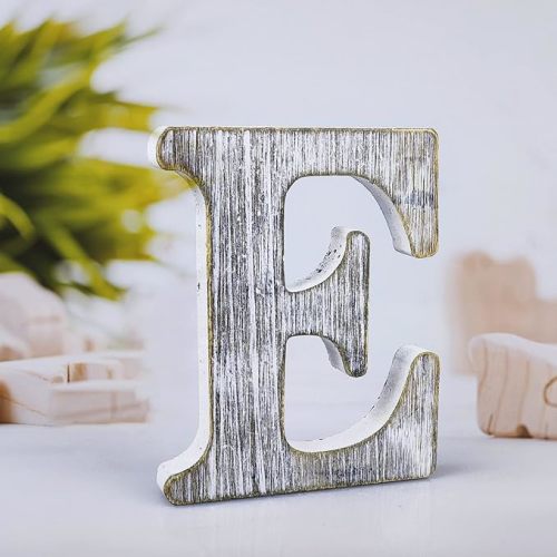 4 Inch Wood Letters Unfinished Rustic Wood Letters for Wall Decor Decorative Standing Letters Slices Sign Board Decoration for Craft Home Party Projects (E)