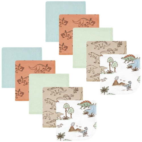 Hudson Baby Flannel Washcloths, Dinosaur Adventures 10Pk, One Size