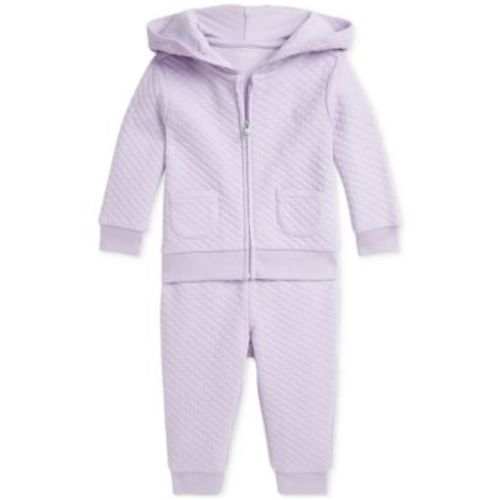 Baby 2-Pc. Quilted Full-Zip Cotton Hoodie & Pants Set