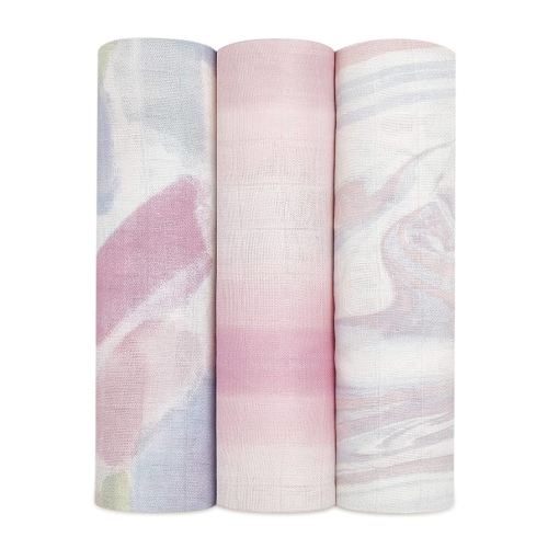 aden + anais Silky Soft Swaddle Blanket, Boutique Muslin Blankets for Girls & Boys, Baby Receiving Swaddles, Ideal Newborn & Infant Swaddling Set, Perfect Shower Gifts, 3 Pack, Florentine