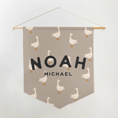 Custom Name Pennant with Goose Pattern, Wall decor for your kids bedroom or nursery, new baby gift