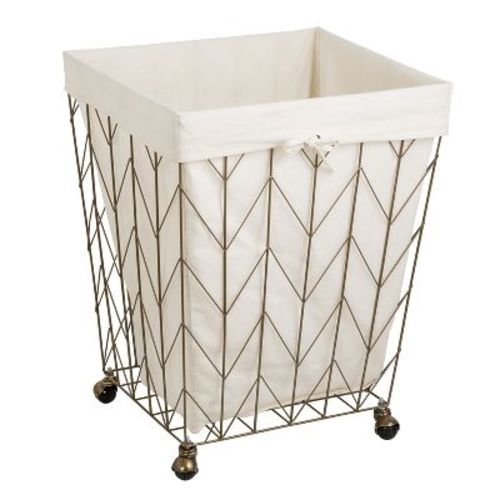 Honey-can-do Laundry Baskets Light Gold: Metal, Removable Liner, Wheels, Multipurpose, 25" Height, 8550 Volume Capacity