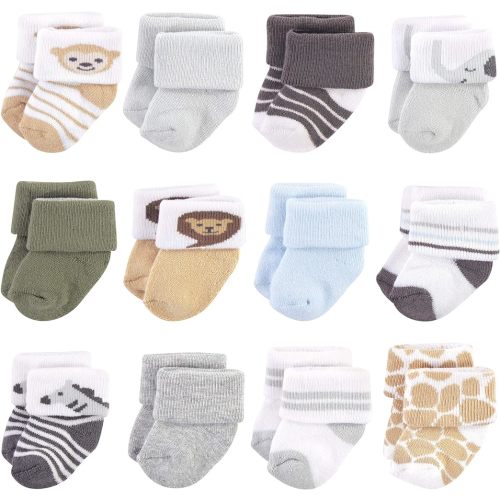 Hudson Baby Baby Girls' Cotton Rich Newborn and Terry Socks