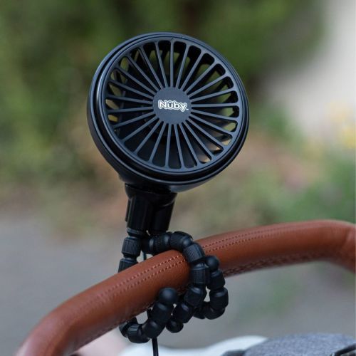 Nuby Portable 3 Speeds Usb Rechargeable Stroller Fan - Black