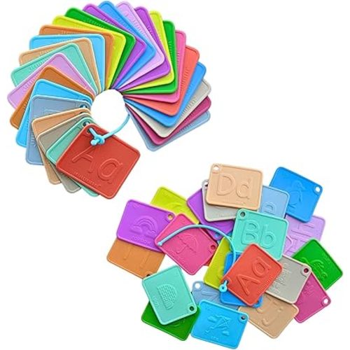 SiliABCs Alphabet Flash Cards, Non-Toxic Silicone Soft ABC Flashcards, Sensory Flash Cards For Toddlers 1 to 3, Mess Free, Montessori Educational Toys For 1 2 3 4 Year Old Girl Boy Gifts
