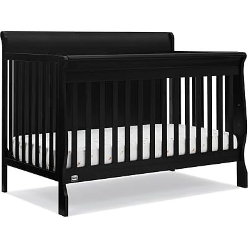 Delta Children Simmons Kids Carter 6-in-1 Convertible Crib - Greenguard Gold Certified, Black Ebony