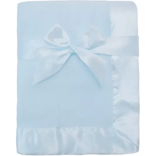 American Baby Company Fleece Blanket (30" x 40") with Silk-Like Satin Trim, Soft, Warm & Cozy, Blue, for Boys and Girls, Perfect for Baby Carrier, Stroller, Travel and Gifting