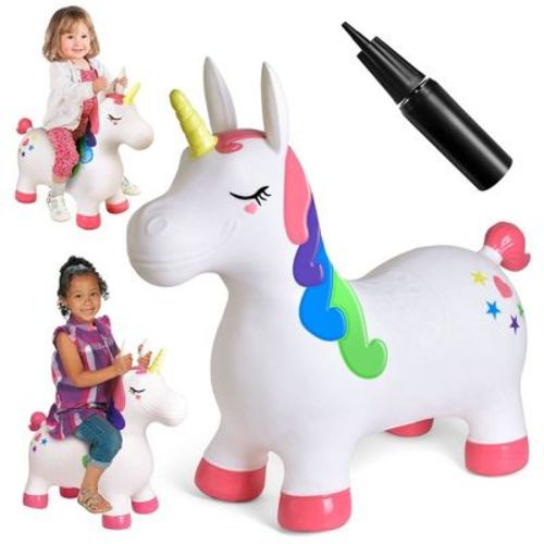 Fun Little Toys PVC Hopping Unicorn Horse,Inflatable Unicorn Toys for Outdoor Toddler Toys