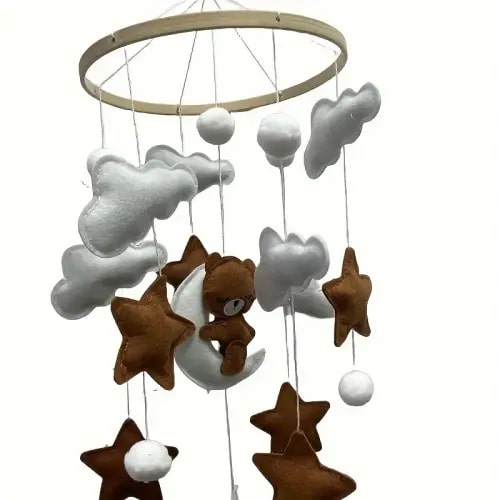 baby crib mobile bear mobile for crib felt cloud nursery for boys and girls baby bassinet mobile toy shower set for infant bedroom hanging decoration | temu Temu