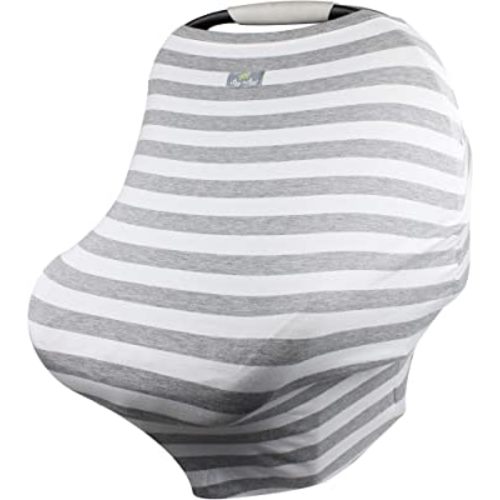 Itzy Ritzy 4-in-1 Nursing Cover, Car Seat Cover, Shopping Cart Cover & Infinity Scarf – Breathable, Multi-Use Nursing Cover Up for Breastfeeding, Carseat Canopy & Stroller Cover (Heather Gray Stripe)