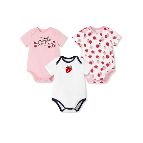 PATPAT Baby Bodysuits Rayon Super Durable - Short Sleeve for Boys and Girls - Newborn Infant Unisex Gift Clothes - 3 Pack