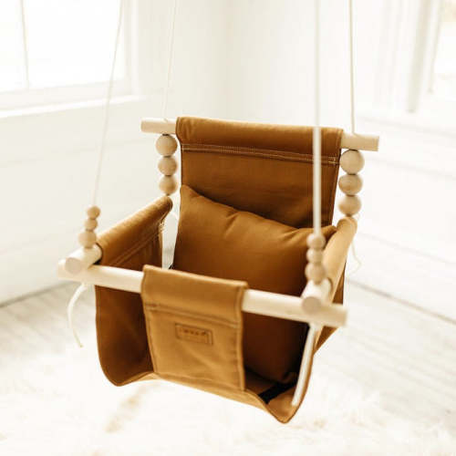 High Back Fabric Baby Swings - Nutmeg | Sweet Swinging