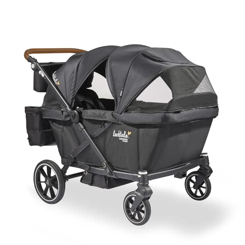Larktale Caravan Coupe Quad, Byron Black - Compact Stroller Wagon for Kids & Babies - Seats up to Four Passengers with 215 lbs. Total Weight Capacity - Dual Sun Canopies - 2024 Version