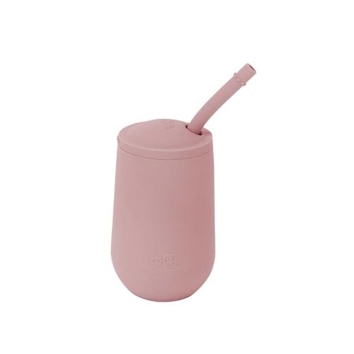 ezpz Happy Cup + Straw System - 24 months+ (Blush) - 100% Silicone Cup + Straw for Older Toddler + Preschoolers