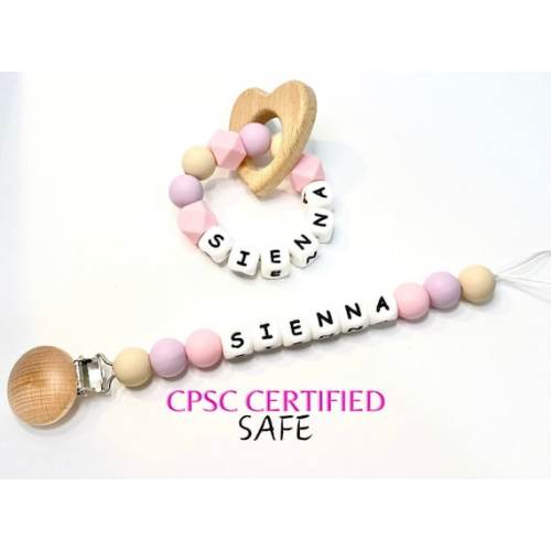 PACIFIERS CLIPS PERSONALIZE, Pacifier Clip With Name, Silicone Rattle Ring With Name, Baby Shower Gift, Personalized Binky, Pacifier Holder - Etsy