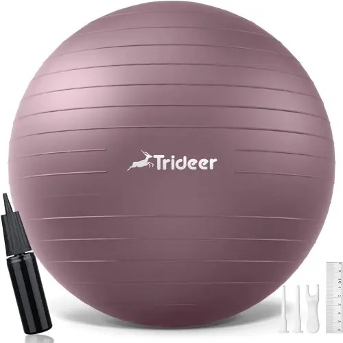 Trideer Yoga Ball - Exercise Ball for Workout pilates Stability - Anti-Burst and Slip Resistant for physical therapy, Birthing, Stretching & Core Workout, Office Ball Chair, Flexible Seating, Home Gym