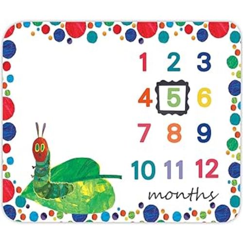 EARVO Baby Milestone Blanket 47x40 inches The Very Hungry Caterpillar Baby Photography Blanket Dots Large Size Watch Me Grow Blanket Newborn Photo Props EADS474