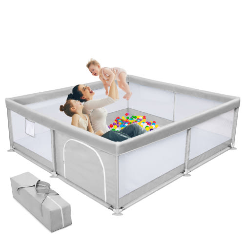 TEAYINGDE Baby Playpen Large Play Yard Fence for Toddlers,71"x47" Gray