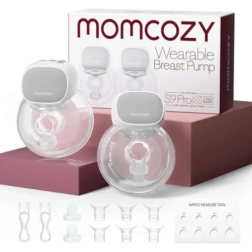 Momcozy S9 Pro Upgraded Wearable Breast Pump, Hands-Free Design with Extended Battery Life & LED Display, Double Electric Portable Pump with 2 Modes & 9 Levels, 24mm, 2-Pack, Gray