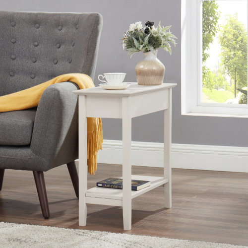 Winston Porter Ilithia Stylish 23.6" Tall End Table with Storage & Charging Station – Perfect Small Accent Table for Living Room, Narrow Side Table, or Nightstand & Reviews | Wayfair