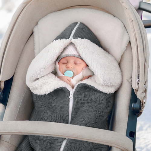 Herrnalise Infant Baby Cotton Swaddle Sleeping Bag Cute Soft Stroller Knitting Wrap