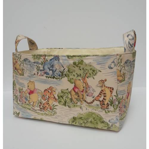 Winnie the pooh storage basket, fabric bin, diaper organizer caddy, Toy storage, baby shower gift