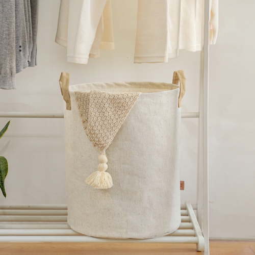 ‌Yatlte 60L Woven Laundry Basket - 15.7" Tall Cotton Hamper, Foldable Storage Bin for Baby Toys/Blankets in Bedroom, Bathroom & Nursery Decor‌