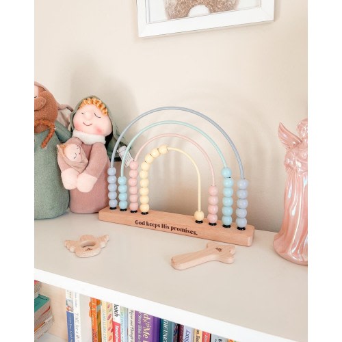 God’s Promise Wooden Rainbow Abacus - Catholic Toy, Christian Baby, Educational Toy, Nursery Decor, Baptism, Baby Shower, Montessori Toy