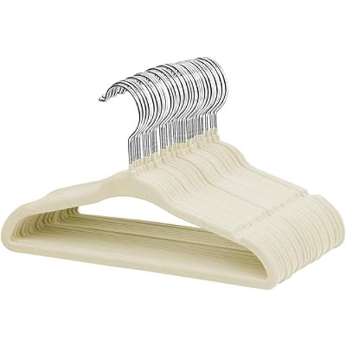 ManGotree Baby Velvet Clothes Hangers, Kids Toddler Children's Hangers for Clothes Space Saving Non-Slip (30 Pack, Beige)