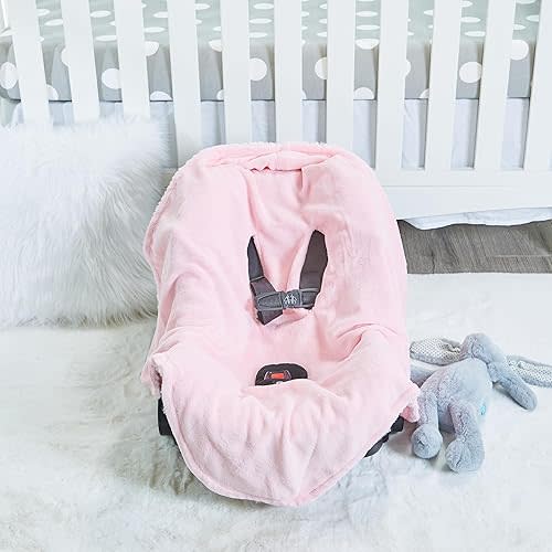 EVERYDAY KIDS Pastel Pink Baby Car Seat Blanket for Baby and Toddler Girls Baby Bunting Swaddle Wrap Blanket for Interior Car Seat; Cover Baby and Keep Car Seat Clean