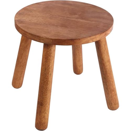 Round Solid Wooden Step Stool, Bath Time Stool (Walnut, 11.8inch)