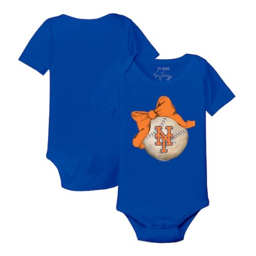Infant New York Mets Tiny Turnip Royal Baseball Bow Bodysuit