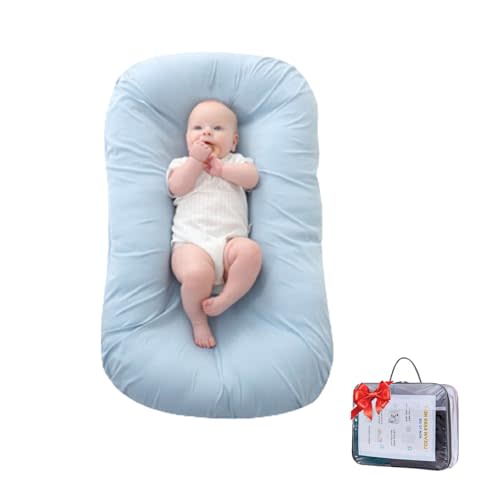 Loevin Baby Lounger for Tummy Time, Soft Gym Play Mat for Newborns, Portable Baby Nest & Floor Cushion for Boys & Girls 0-12 Months(Blue)