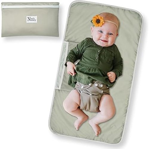 Nora's Nursery Portable Baby Diaper Changing Pad Mat - Waterproof - Stone