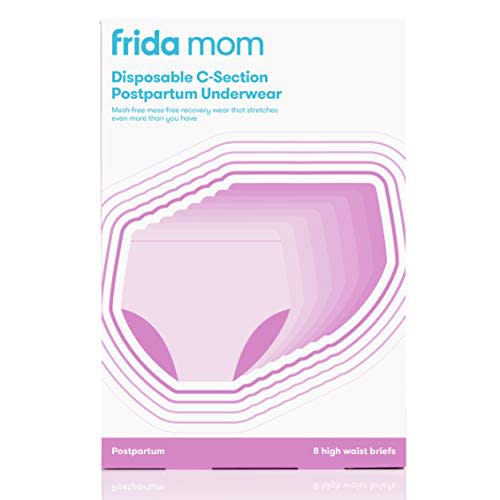 Frida Mom Postpartum Disposable Underwear, 100% Cotton, Microfiber, High Waist C-Section Underwear (8ct) - Petite (Waist 23" - 34" stretched)