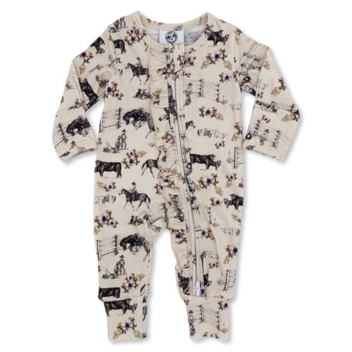 Western Serenity -Ruffled- Folding Feet Jammies