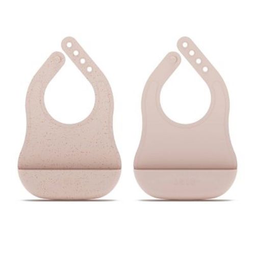 Lalo 2pk Silicone Bibs - Oatmeal