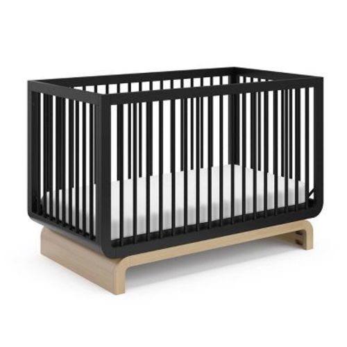 Storkcraft Santorini 5-in-1 Convertible Crib With Toddler Guardrail - Black/driftwood