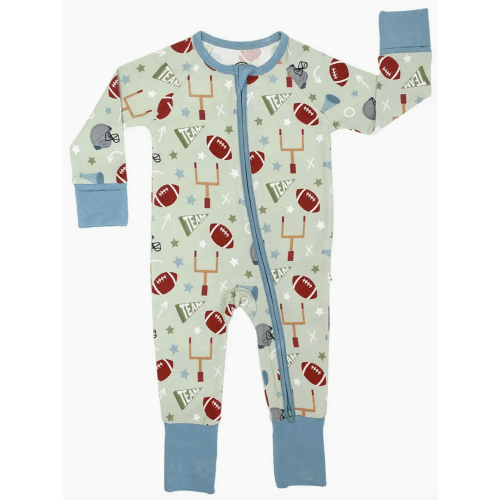 Football Game Day Sports Boys Bamboo Convertible Baby Pajamas