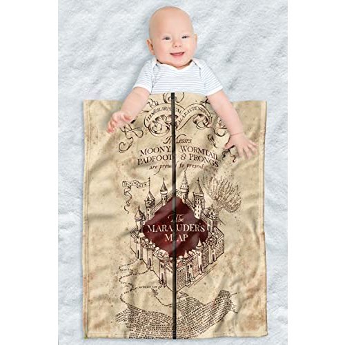 Harry Potter Lightweight Baby Blanket, 30"X40", Folded Map Unisex for Infants Girls & Boys