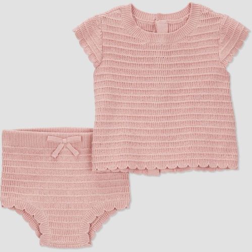 Carter's Just One You®️ Baby Girls' Solid Knit 2pc Top & Bottom Set - Pink Newborn