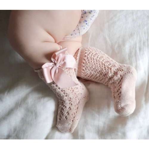 New Colours*Condor Open Work Knee High Socks WITH BOW for Babies and Girls - Knee High Socks - Baby And Girls Socks