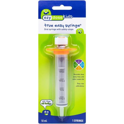 EZY DOSE Kids Baby Oral Syringe & Dispenser, True Easy Design for Liquid Medicine, Easy to Control, 10 mL/2 TSP Color Coded, BPA Free - 1 Count (Pack of 1)
