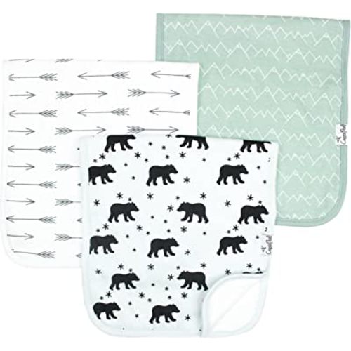 Baby Burp Cloth Large 21''x10'' Size Premium Absorbent Triple Layer 3 Pack Gift Set For Boys “Archer Set” by Copper Pearl (Assorted Colors/Design)