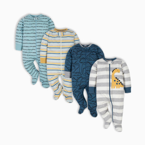 Sleep 'n Plays with Mitten Cuffs (4 Pack) - Blue Dinosaur