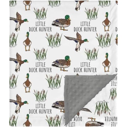HawSkgFub Little Duck Hunter Mallard Hunting Mink Baby Blanket Dotted Backing Boy Girl Shower Gift, Wild Animal Reed Double Layer Nursery Swaddle, Soft Newborn Infant Toddler Bed Crib Bedding 30 x 40