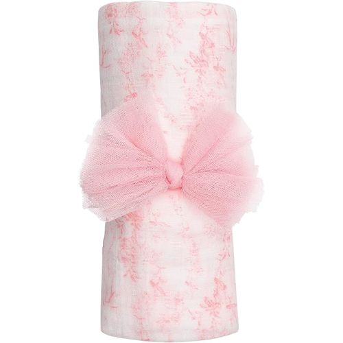 Mud Pie Baby Girl Pink Toile Swaddle & Headband Set
