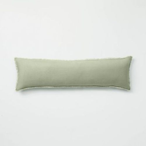 Lumbar Heavyweight Linen Blend Throw Pillow Mauve - Casaluna™: Rayon Weave, Removable Cover, Indoor Use