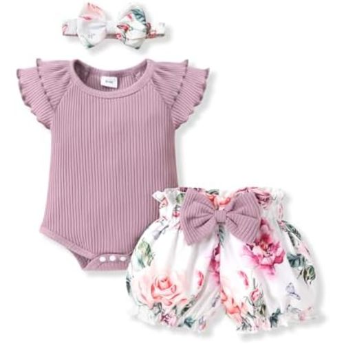 YOUNGER TREE Newborn Infant Baby Girl Clothes Romper Shorts Set Floral Summer Outfits Cute Baby Girl Clothing
