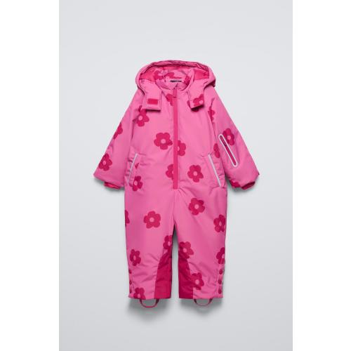 WATER REPELLENT AND WINDPROOF FLORAL HOODED SNOW SUIT SKI COLLECTION - Fuchsia | ZARA United States